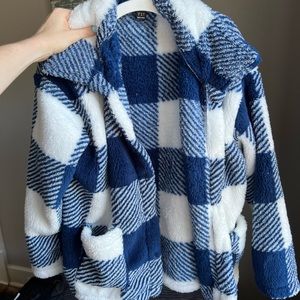 blue and white jacket